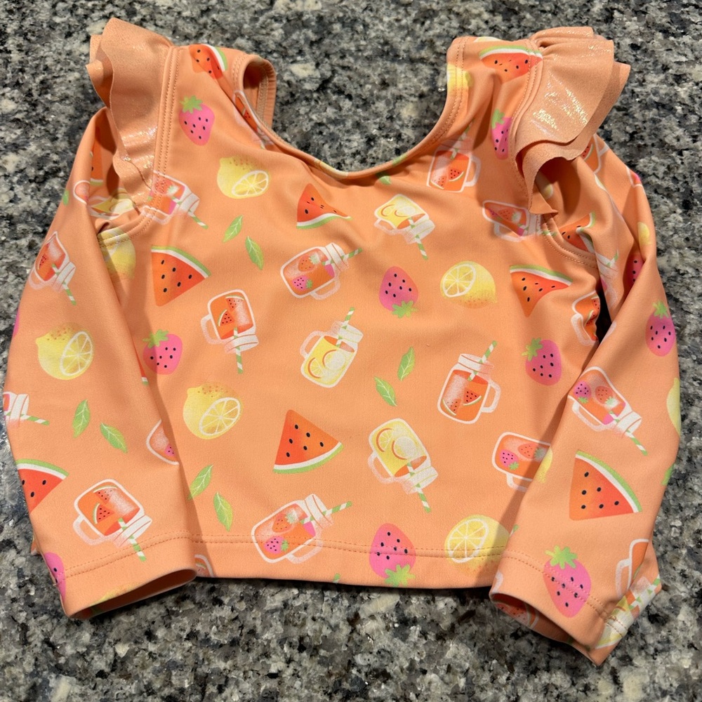 Orange Fruit Print Toddler Top Banana Boat Girls' Long Sleeve Rashguard